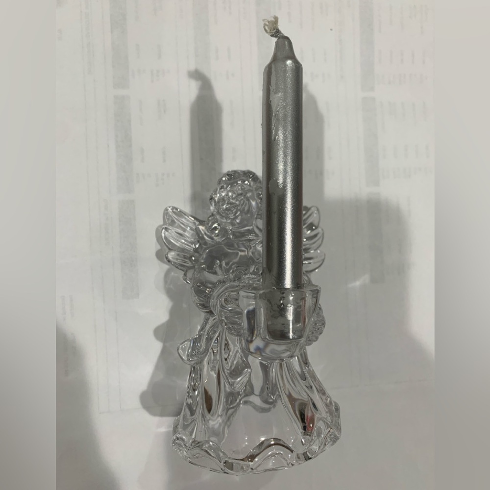 Elegant Crystal Angel Figurine with Silver Candle Holder